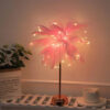 Table Lamp LED Night DIY Creative Warm Light Tree Feather Lampshade Wedding Home Bedroom Decor with Remote Control