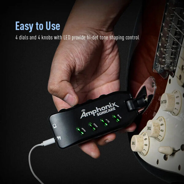 SONICAKE Bluetooth Headphone Guitar Amplifier Plug-In USB Chargable Portable Pocket Carry-On Bedroom Multi-Effects QAP-10