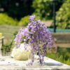 41608e3760b32556 CEWOR 24pcs Wisteria Hanging Flowers 3.6ft Artificial Vines Fake Garland Silk Flower String for Wedding Party Garden Outdoor Greenery Home Wall Decoration (Purple)