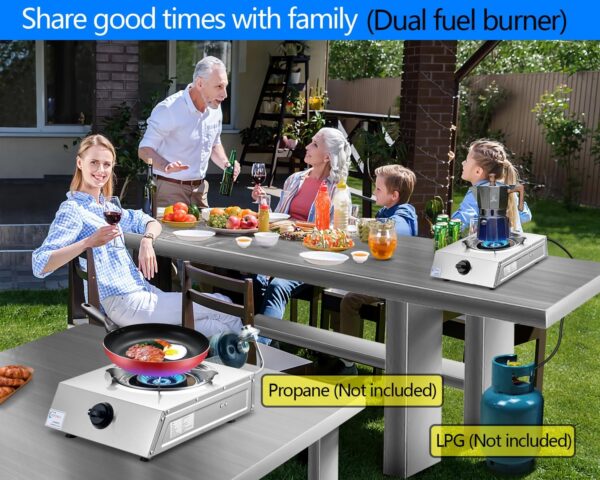 Propane Stove Single Burner Propane Stove 1 Burner 12000 BTU Dual Fuel Auto Ignition with CSA Converter / QCC1 LPG Hose for Emergency Outdoor Cooking