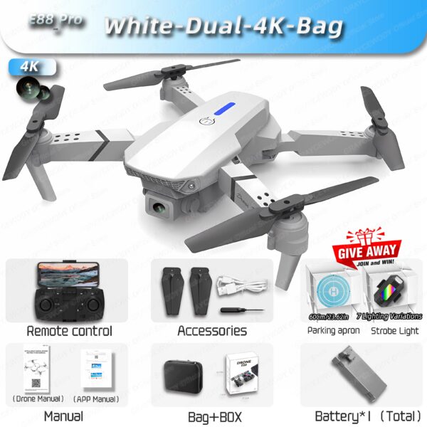 4193e81693cbc9be New E88Pro Mini Drone 4K Professinal Wide Angle Dual HD Camera Foldable RC Helicopter WIFI FPV Height Hold Apron LED Sell