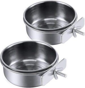 41993939fbf894fd PINVNBY Parrot Feeding Cups Birds Food Dish Stainless Steel Parrot Feeders Water Cage Bowls with Clamp Holder for Cockatiel Conure Budgies Parakeet Parrot Macaw Small Animal Chinchilla Pack of 2
