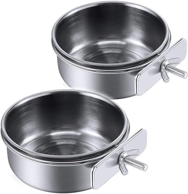 41993939fbf894fd PINVNBY Parrot Feeding Cups Birds Food Dish Stainless Steel Parrot Feeders Water Cage Bowls with Clamp Holder for Cockatiel Conure Budgies Parakeet Parrot Macaw Small Animal Chinchilla Pack of 2