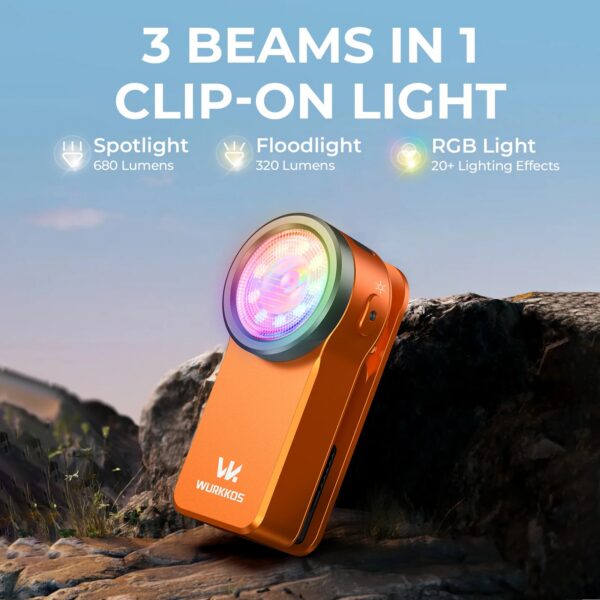 419b790f7254da9e Wurkkos HD03 680LM Mini Clip Light USB Rechargeable Pocket Flashlight Spotlight/Floodlight Portable RGB Torch with Magnet