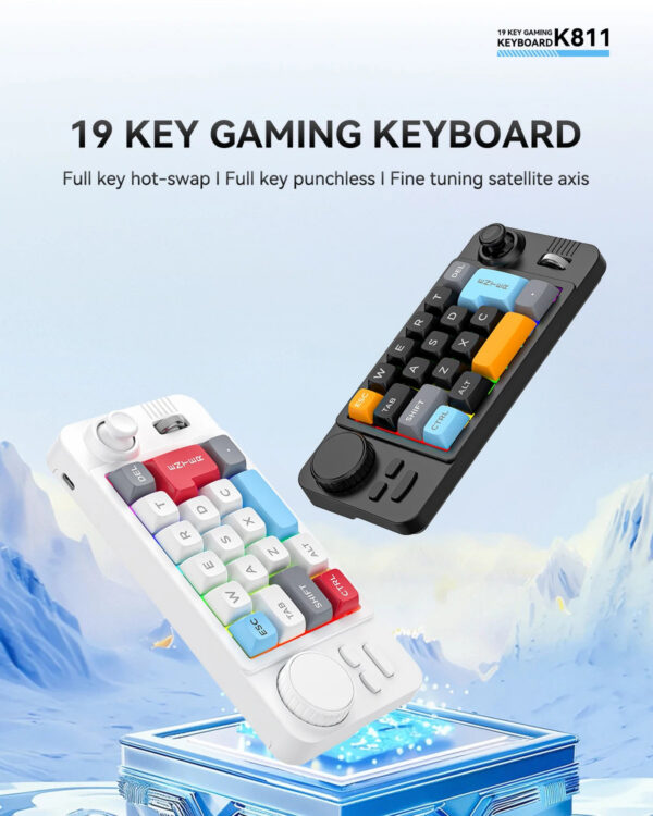 41a10e892c5bf658 Programmable Wired Mechanical Keyboard with Volume Scroll Wheel,Game Joystick 19Key Hot-Swappable Number Keypad for Win8/10/Mac
