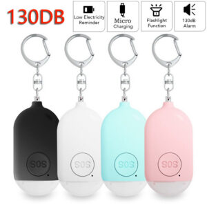 Personal SOS 130dB With LED Light Rechargeable Self Defense Woman Safety Alarm Key Chain Emergency Anti-Attack
