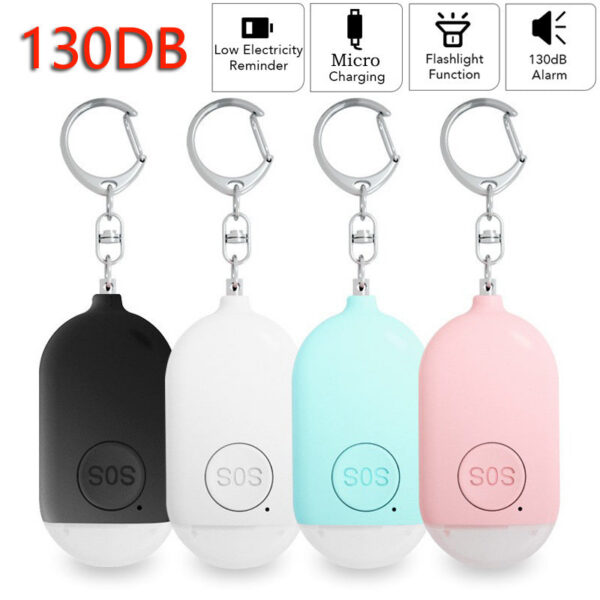 41b18bd51fd0f83a Personal SOS 130dB With LED Light Rechargeable Self Defense Woman Safety Alarm Key Chain Emergency Anti-Attack