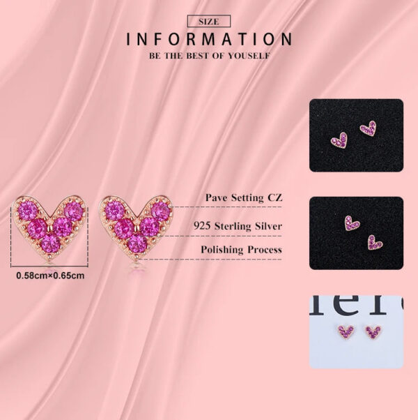41b5f8baec75b8b9 Modian Genuine 925 Sterling Silver Hearts Fashion Rose Gold Color Pink CZ Simple Stud Earrings For Women Sterling Silver Jewelry