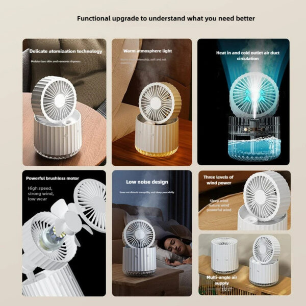 Foldable air cooler spray humidification small dormitory desktop usb charging portable fan