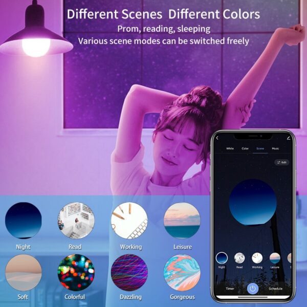 Tuya LED Bulb E27 APP Control Dimmable Light Bluetooth RGB Lamp 220V Bedroom Decoration Party Lighting Smart Life
