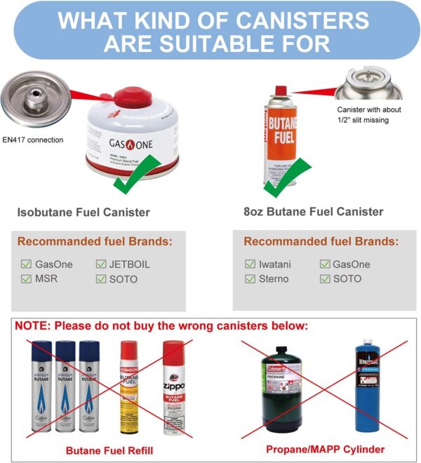 41ef1d54ae2d9ab5 Gas Refill Adapter,Isobutane fuel refill,Isobutane Canister Shifter,Lindal Valve Canister Shifter,Gas Saver Plus,Air Vent Function,Backpacking Camping Stove Adapter