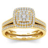 41fb3ae78dc9c38d 2PCS Yellow Gold Moissanite Engagement Rings set For Women 100% Real Pass Diamond Tester Wedding Band Jewelry Lover Couple Gifts