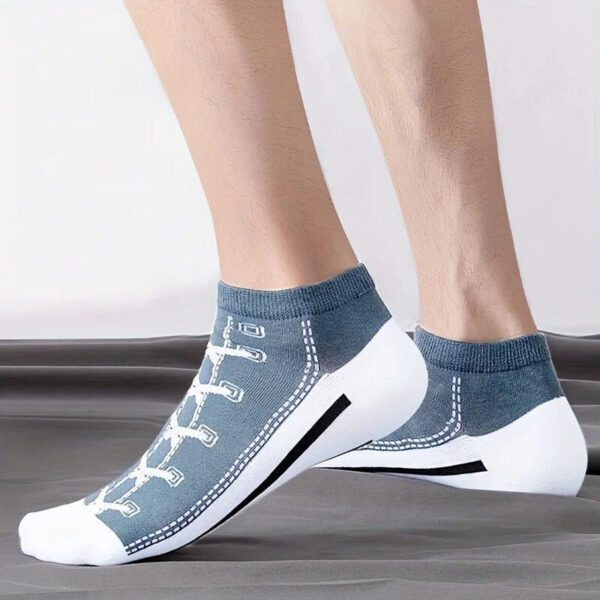 5 Pairs Personality Trendy Men's Shallow Mouth Low Cut Short Tube Cotton Thin Non-slip Boat Socks Sports