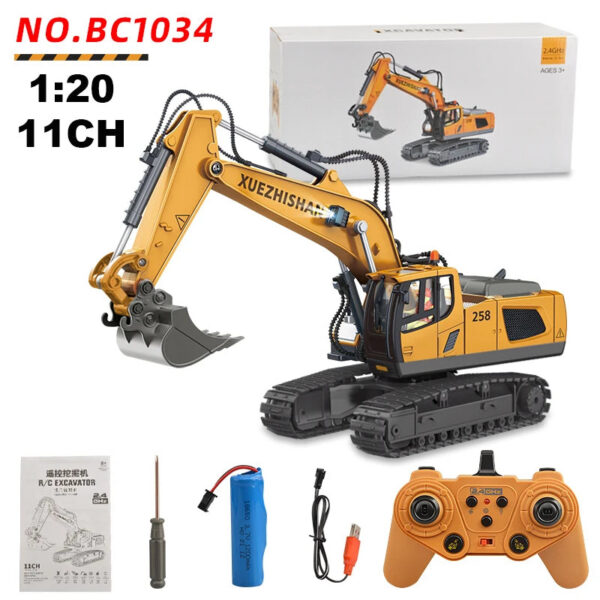 1:24 9CH RC Alloy Dump Truck Car Engineering Vehicle Forklift Heavy Excavator Remote Control Car Toys for Boys Children's Gifts