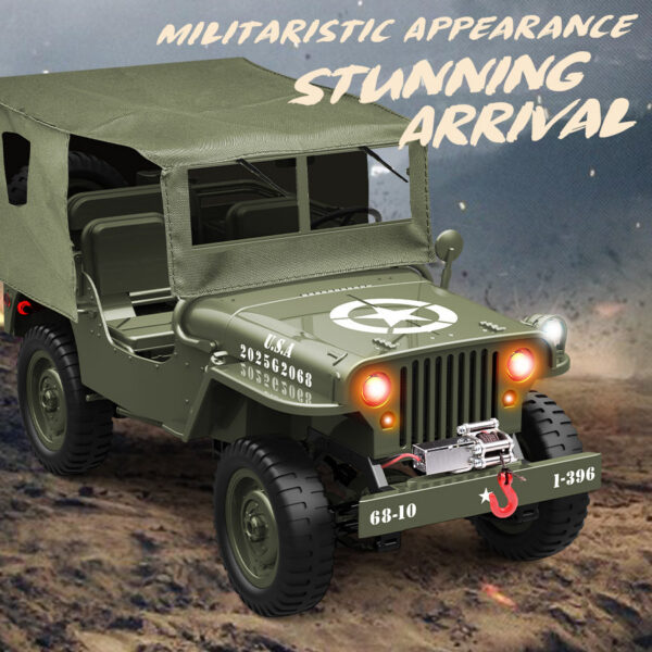 RC 1:10 Military Truck 2.4G 4WD Electric Drive Off-Road Remote Control Car Simulated Vehicle Model Toy for Kid christmas