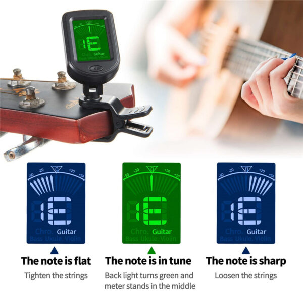 426cb1ba34c26e37 For All Instruments Clip on Electronic Tuner for Guitar Bass Ukulele Violin Mandolin Banjo
