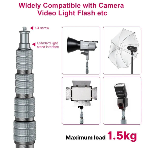 426e3f91f71c3033 Ulanzi MT-49 1.9M Carbon Fiber Lighting Stand Portable Tripod Photography Light Stand for LED Light Flash Softbox Travel Monopod