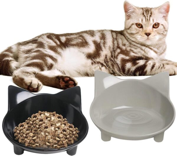 4281286b1d345394 Cat Food Bowls, Non-Slip, Safe Food-Grade Melamine, Anti-Skid Base, Shallow Design, Dishwasher-Safe, 8 Ounces