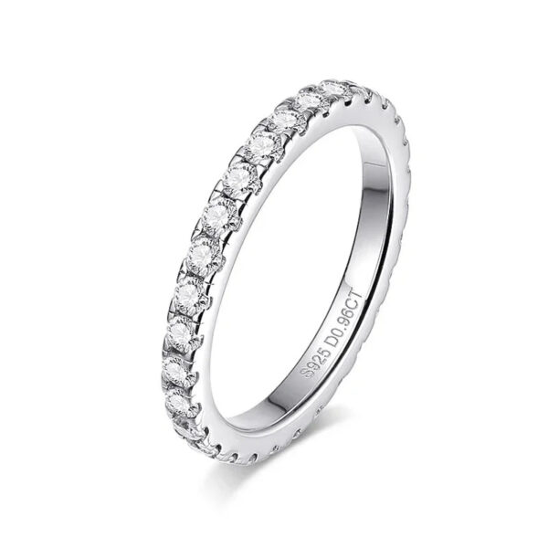 Smyoue 0.9ct 2mm Moissanite Ring for Women Men Full Enternity Match Wedding Diamond Band 100% Solid Sier Stackable Rings