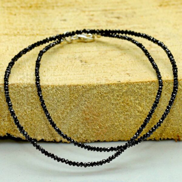 2.5-3mm artificial synthesis Black Diamond gemstone beads necklace 18Inches Thanksgiving Day National Style Christmas Relief Calming Fancy
