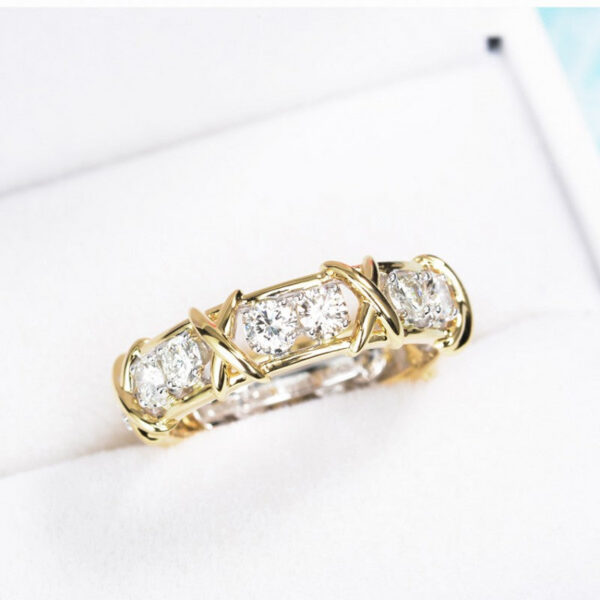 Infinity Eternity 14K Gold Lab Diamond Ring Sterling Sier Engagement Wedding Rings For Women Men Party Finger Band Gift
