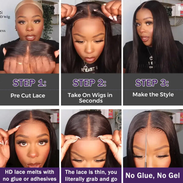 42db0b89c0a3d14a Glueless Straight 13x4 Front Pre-Cut Human Hair Wigs Ready To Wear 6x4 5x5 Hd Lace Closure Wig