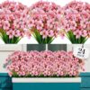 42f0331c9d3bbac9 24 Bundles Artificial Flowers for Outdoor,No Fade Fake Plastic Flowers Faux Plants for Decoration Hanging Planters Indoor Outside Garden Porch Window Box Home Wedding Farmhouse