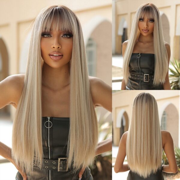 Black Long Straight for Women Natural Hair Synthetic Wigs Daily Cosplay Heat Resistant