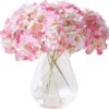 Hydrangea Silk Flower White 10 Heads Artificial Hydrangea Silk Flowers Head for Wedding Centerpieces Bouquets DIY Floral Decor Home Decoration with Long Stems - White