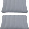 2 Pack Gray Ultralight Inflatable Pillow Small Squared Flocked Fabric Air Pillow for Hiking, Camping, Traveling, Napping, Desk Rest, Neck & Lumbar Support