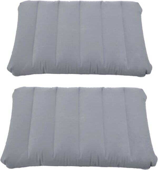 2 Pack Gray Ultralight Inflatable Pillow Small Squared Flocked Fabric Air Pillow for Hiking, Camping, Traveling, Napping, Desk Rest, Neck & Lumbar Support