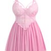 Avidlove Plus Size Lingerie Lace Babydoll Womens Strap Chemise Nightgown V Neck Nighty Mesh Sleepwear Side Slit Nightdress