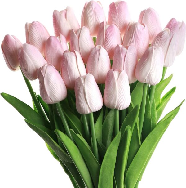 431959c0adc574fc Dark Pink Tulips Artificial Flowers 20Pcs Real Touch Faux Fake Tulips Flowers for Home Office Wedding Decor Artificial Tulips Flower Arrangement Bouquet Faux Flowers for Decoration