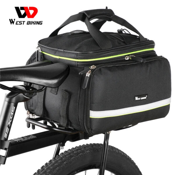 WEST BIKING 3 in 1 Waterproof Bike Trunk Bag MTB Road Bicycle Bag Large Capacity Travel Luggage Carrier Saddle Seat Panniers