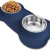AsFrost Dog Food Bowls Stainless Steel Pet Bowls & Dog Water Bowls No Spill Non Skid, Feeding Bowls with Dog Bowls Silicone Mat for Small Medium Large Size Dogs, Cat Pet Dog Dishes Set, Black, 3 Cup