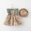 433333570874115d 2Pcs/Set Summer Sleeveless Children Costume Flower Cotton Baby Clothes Dresses For Girl Fashion Kids Outfits 0 To 3 Years + Hat