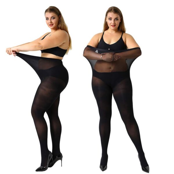 435f90c094321595 MANZI Women's 2 Pairs Control Top Pantyhose High Waist Plus Size Tights Ultra-Soft