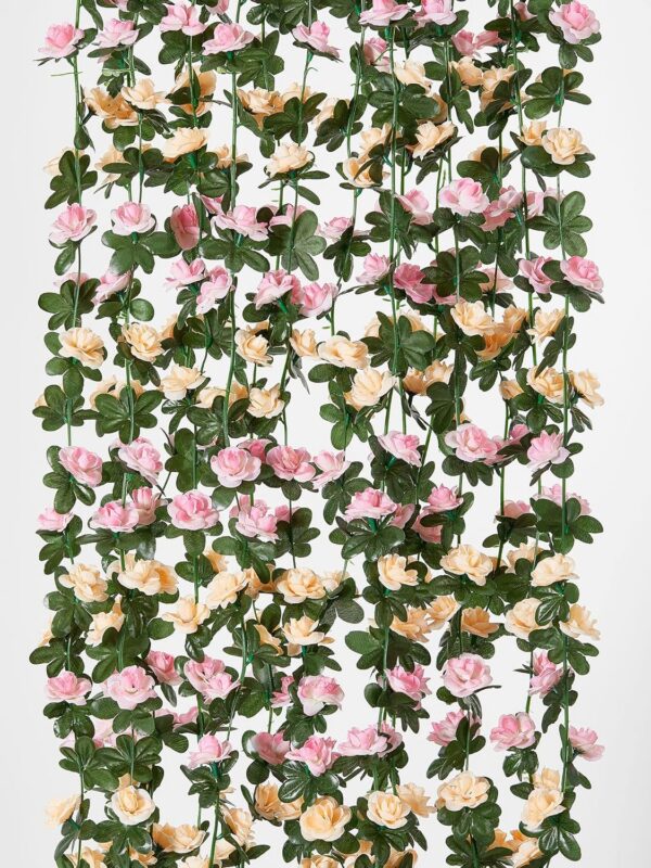 4369a474dd06ca09 PARTY JOY 5pcs 41Ft Flower Garland Fake Rose Vine Artificial Flowers Hanging Rose Ivy Hanging Baskets Wedding Arch Garden Background Decor