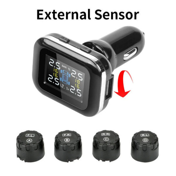 436ba17c8bd96414 J Car TPMS Cigarette Lighter Tire Pressure Monitoring System Sensors Auto Security Tpsm Sensor Adjustable Display Angle