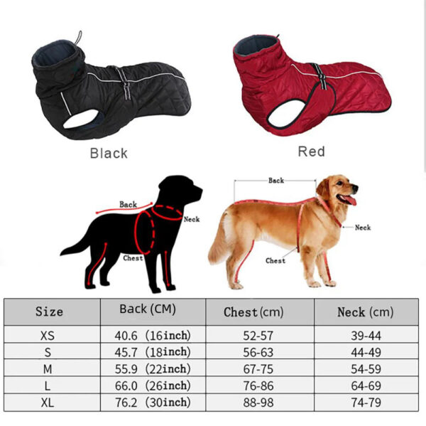 Dog Outdoor Jacket Waterproof Reflective Pet Coat Vest Winter Warm Cotton Clothing for Large Middle Dogs Labrador