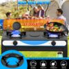 4397405204bfccd5 2 Burner Propane Gas Stove,19000BTU Portable Gas Stove with Support Leg Stand and Adapter Auto Ignition Camping Stove,propane burner for RV, Apartment, Outdoor Cooking