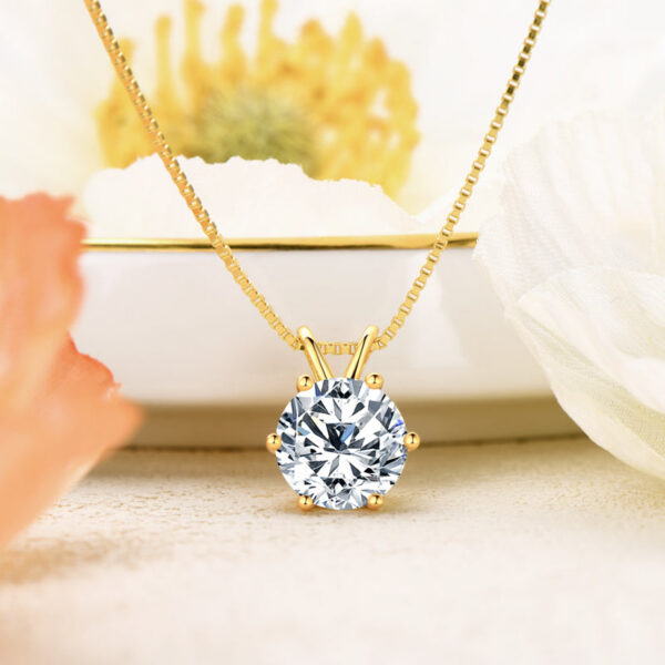 43a8d0f73ff46b4f 0.5-5.0 Carat Round D Moissanite Diamond Pendant Sier Real 14K Gold Plated Necklaces for Women Engagement Wedding Jewelry