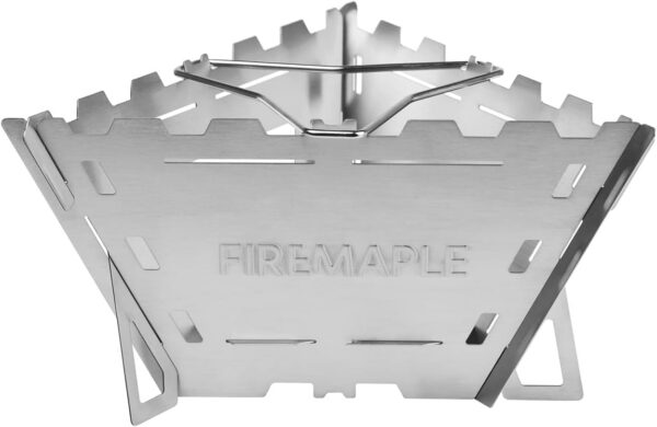 Fire-Maple Maverick Camping Wooden Burning Stove | Stainless Steel Square Firepit with Grill | Folding Fire Pit for Bonfire Backyard Patio Deck Camp Picnic (Square)