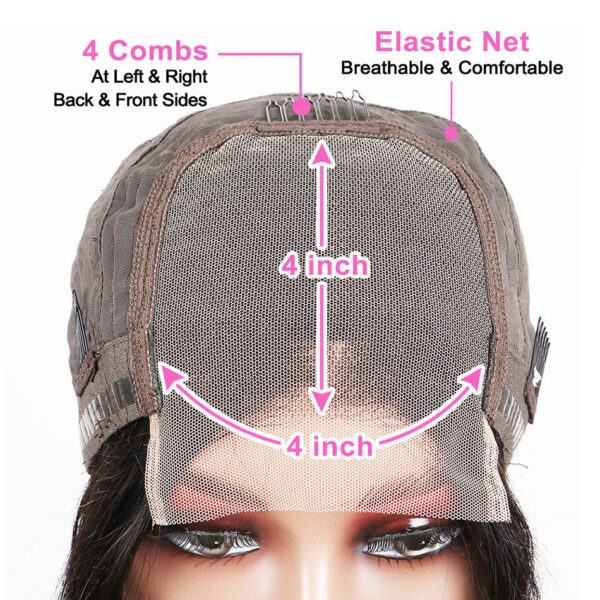 Brazilian Front Human Hair Short Bob Wig Pre Plucked Natural Color 4x4 Part Lace Wigs For Women