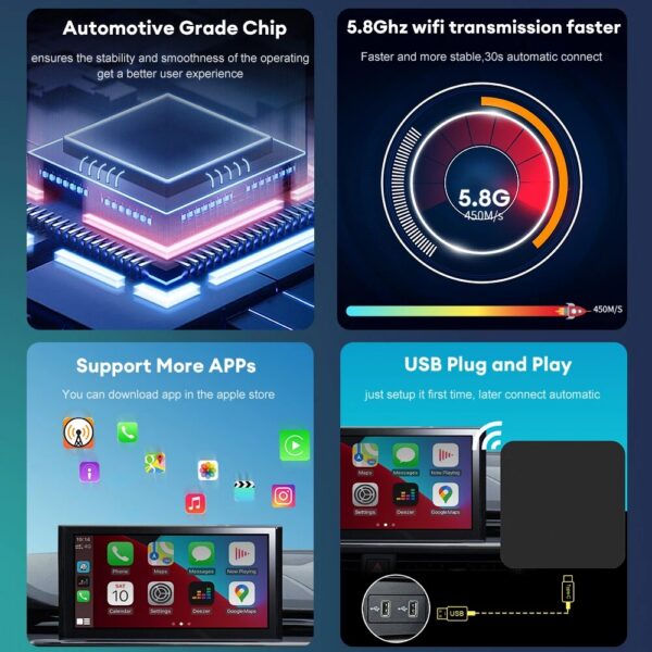 43bd0f2fb2ead07f Mini Carplay&Auto Box Dongle Wired To Wireless For Audi Toyota Mazda Nissan Chevrolet Suzuki Subaru Kia Ford Opel Skoda Hyundai