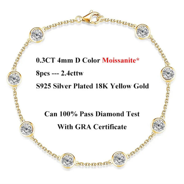 EWYA D Color Full 3/3.5mm Round Bubble Moissanite Diamond Tennis Necklace for Women Party S Sier 2-Layer Neck Chain
