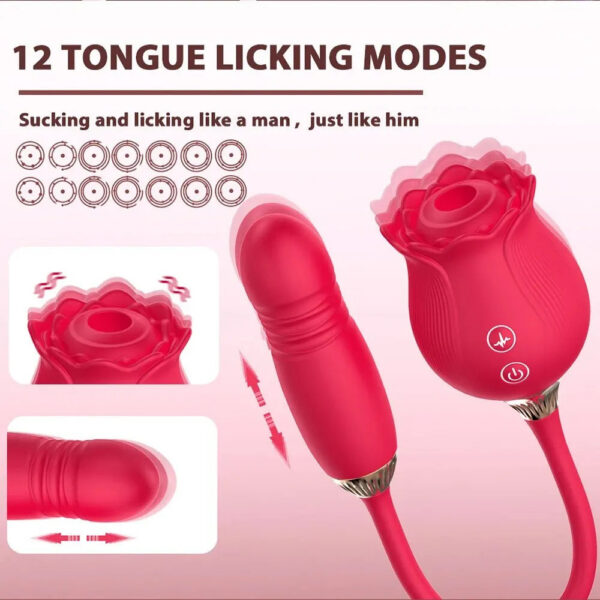 43d99adaa152a799 Rose Toy Dildo Thrusting Vibrator for Women Egg Clitoris Sucker Stimulator Tongue Licking Wiggle Adults Goods Sucking Sex Female