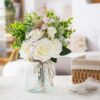 43f67488f7bf80a8 CEWOR Faux Flowers in Vase, 1 Pack, Artificial Rose Faux Flowers in Vase for Centerpiece Table Decorations and Home Office Decor