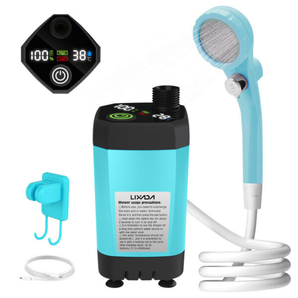 4402ed70dd5cdebb Camping Pump RV Outdoor Camp w/Full Screen Intelligent Digital Display Adjustable 6000mAh Shower Kit