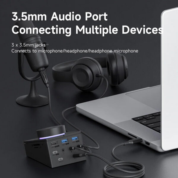 440680e435b9867f Hagibis Knob USB C Hub With Shortcut Buttons Type-C Docking Station Volume Adjustment Desktop Controller 2.5G RJ45 for Macbook